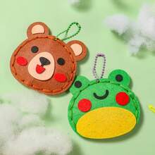 8件套森林动物DIY缝纫套装，适合初学者的手工材料，可爱卡通动物老虎熊猫吊坠，生日礼物，创意手工艺品 - 彩色 - 查看 7