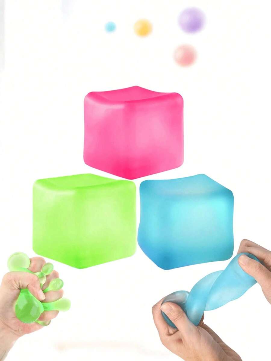 Cubo antiestrés, juguetes blandos, cubos antiestrés, pelotas de estrés que se hinchan lentamente, juguetes sensoriales para aliviar la ansiedad, bolas de gel con forma de cubos de hielo sensoriales y blandas - Multicolor - Ver 1