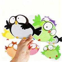 Quixorblex 10pcs Bird-Shaped Reusable Wipe-Clean Cards, Double-Sided Plastic Coated Writable Flashcards With Black Magnetic Marker, Waterproof & Erasable, Suitable For Classroom Activities, Home Schooling, Matching & Slap Word Games, Back To School Teacher Supplies - Multicolor - View 9