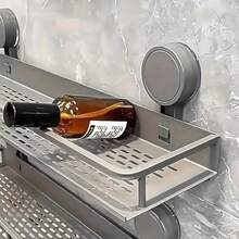 Suction Cup Storage Rack, Bathroom Organization Rack Without Drilling, Shower Rack, 30cm Long Bathroom Rack - Wall-Mounted, Space-Saving, Suitable For Shampoo, Conditioner, Toiletries, Shower Rack - A - View 9