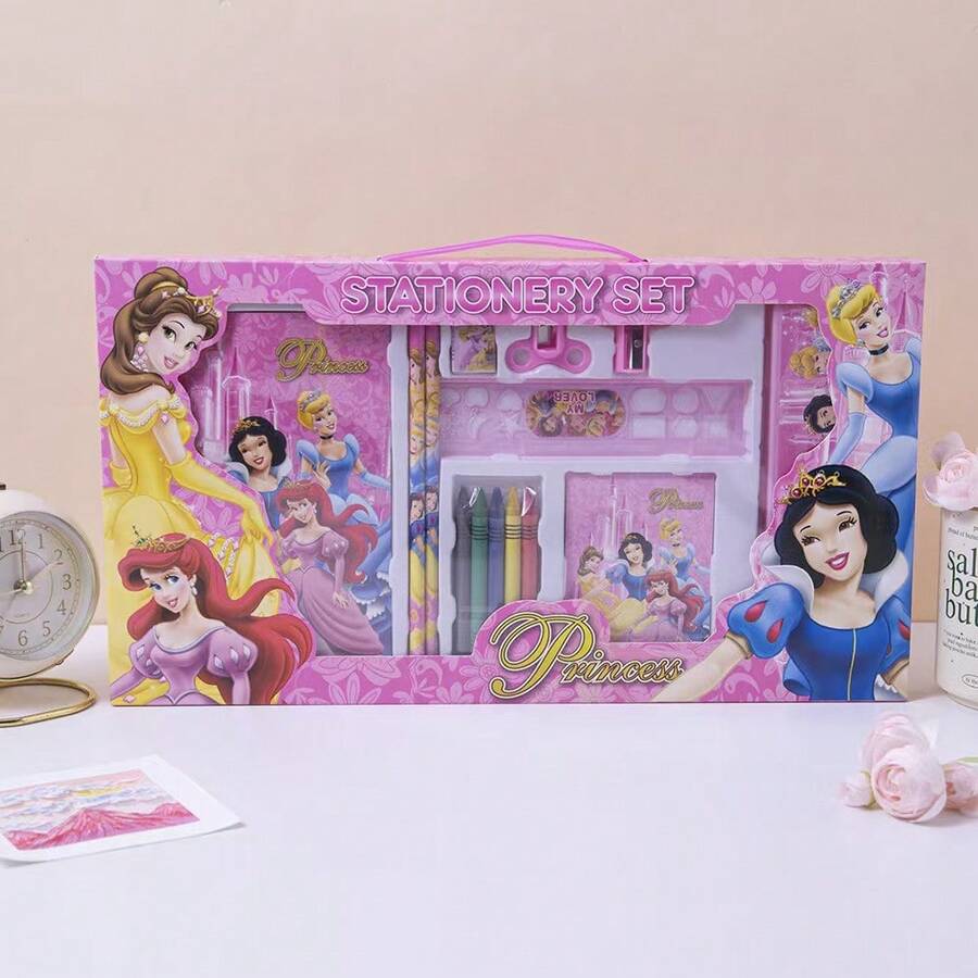 Art Series 14pcs Stationery Set, Back To School Supplies Gift Set, Student Learning Stationery Kit, Cartoon Stationery Set, Pencil, Highlighter, Ballpoint Pen, Label Maker, Sticky Notes, Stickers, Birthday Gift - 1pc Black - View 1