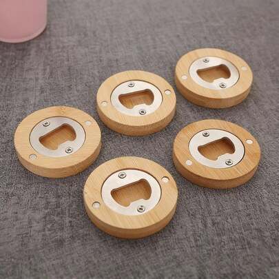 50|30|20|10|2|1/Pcs Round Natural Bamboo Magnetic Bottle Opener Set, Bulk Wooden Bottle Openers, 2.4 Inch (6cm) Magnetic Sticker, Suitable For Beer Lovers, Wedding Gifts, Fridge Magnets, Wedding Table Cards, Communion Gifts, Graduation Party Favors, Holiday Souvenirs, Home & Kitchen Supplies, And Gatherings With Family And Friends - Ins Style