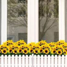 5 piezas Ramo artificial de girasoles falsos amarillos con tallos para decoración del hogar, mesa y boda - Amarillo - Ver 7