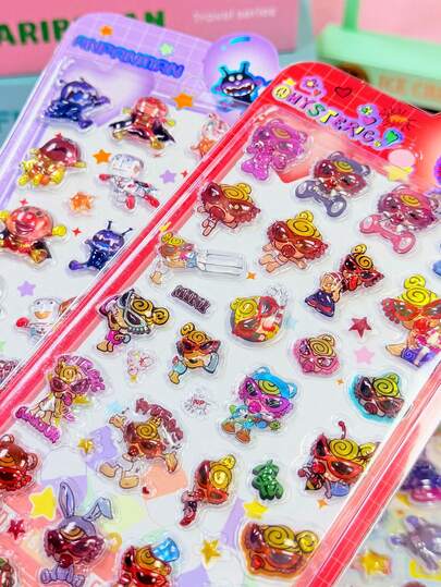 Kawaii Children's Art And Handicraft Embossed Gem Stickers, Diamond Mobile Phone Case Decorative Stickers, Gift Decorative Stickers
