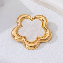 Broche de Flor de 5 Pétalas Design de Nicho, Presente de Joias Retrô Suave para Mulheres, Adequado para Uso Diário e Festas - Branco - Visão 3