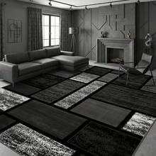 Luxurious Gray-Black Modern Bohemian Geometric Carpet - Thick, Large-Sized Rectangular Design, Suitable For High-Traffic Areas And Bedrooms, Made Of Soft Material With A Backing - 1PC - Xem 1