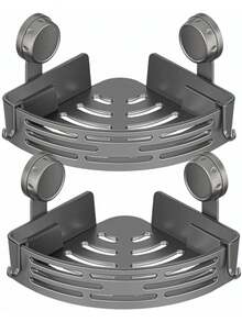 1/2/3pcs Triangle Suction Cup Bathroom Corner Shelf, No-Drill Bathroom Corner Rack, 3-Tier Bathroom Corner Shelf, Suction Cup Bathroom Corner Storage Rack, Bathroom Kitchen Wall-Mounted Storage Shelf - Multicolor - View 10