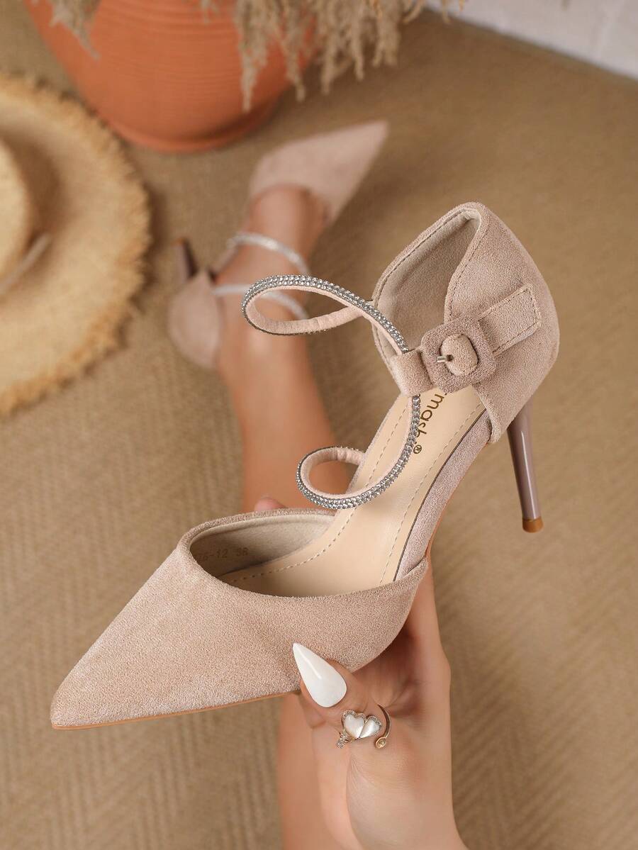 2026春夏新款法式尖头高跟鞋，优雅淑女风，镂空性感细高跟，百搭同款浅口鞋 - 駝色 - 查看 1