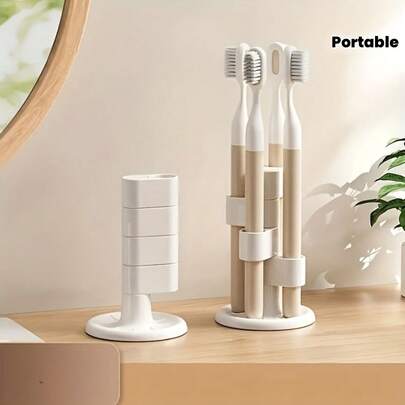1pc 360° Rotatable Toothbrush Holder, Portable & Multi-Functional Storage