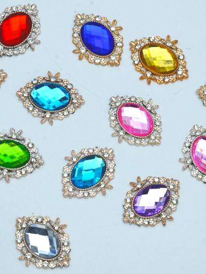 50pcs Mixed Color Oval Crystal Stones & Faux Pearl Decor, DIY Jewelry Making Supplies For Home Textile & Apparel