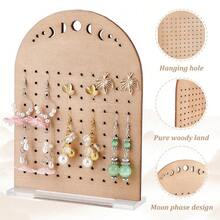 1Pc Arched Wooden Earring Stand, Hole-Pegboard Jewelry Holder, Acrylic Base Earring Display Organizer - 1PC - View 2