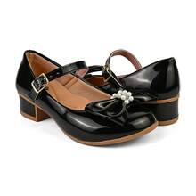 Girls' Heeled Ballet Flats, Sizes 28 To 36, Direct From The Factory, Super Comfortable 101-503 - 黑色 - 查看 3