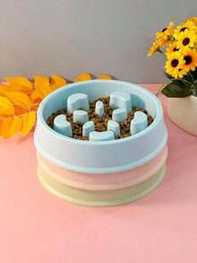Portable Plastic Slow Feeder Dogs And Cats, Feeding Bowl Puppies And Kittens That Encourages Slow Eating, Anti-Choking Puzzle Feeder Pets - Rosa M - Xem 6