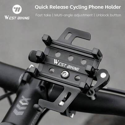  Giá đỡ điện thoại di động gắn xe đạp WEST BIKING, loại bảy chấu, làm bằng hợp kim nhôm, chống sốc, có thể tháo rời, dùng để định vị, phụ kiện xe đạp.