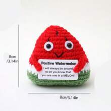 1pc Handmade Woven Red Watermelon Pattern, Soft, Comfortable, Durable And Sturdy. Beautiful Woven Pattern And Vibrant Color, Suitable As Indoor Decor. Can Be Placed In Bedroom, Living Room Or Any Desired Display Area. - Multicolor - View 2