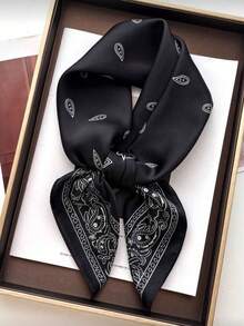 1pc Men's Faux Silk Panama Print Bandana, Multifunctional Scarf Headband Accessory - Multicolor - View 1