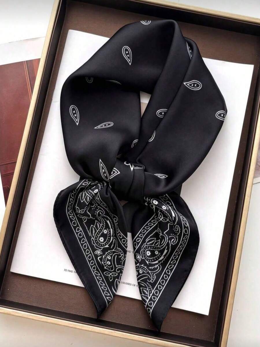 1pc Men's Faux Silk Panama Print Bandana, Multifunctional Scarf Headband Accessory - Multicolor - View 1