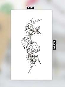3 feuilles de tatouages temporaires pour le corps pour dames avec un design floral et pivoine élégant. Tatouage factice imperméable, dure 2 à 5 jours. Peut être utilisé sur les mains, les bras, le cou, les épaules, la poitrine, les jambes et les chevilles. Parfait pour les occasions telles que les festivals, les fêtes, les mariages et les festivals de musique. Facile à utiliser et à enlever. - Noir - Voir 6