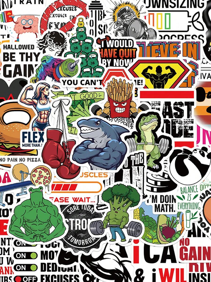 50 miếng dán graffiti thể thao sáng tạo, hình dán thời trang vui nhộn cho ốp điện thoại, laptop, vali, ván trượt, xe đạp, mũ bảo hiểm, phòng tập thể dục, trang trí. Nhãn dán in HD PVC, nhãn dán vui nhộn, đồ dùng làm sổ lưu niệm Kindle, nhãn dán laptop. - 1 Set - Xem 1