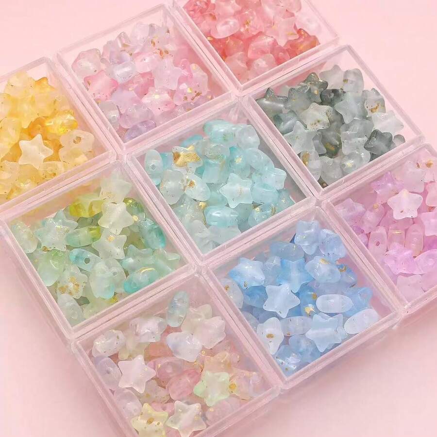 100颗哑光金色亚克力小行星珠，DIY手链饰品制作材料 - 彩色 - 查看 1