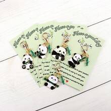 5pcs/10pcs Cute Panda Keychain Made Of Bamboo, Featuring A Classic Chinese Style, Encouragement Blessing Greeting Card, Ideal Gift For Holiday Parties, Suitable For Birthday, Wedding, Graduation, Mother's Day, Father's Day, Teacher Appreciation And More - Multicolor - View 10