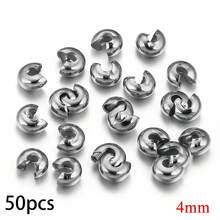 50个/包 3mm 4mm 5mm 圆形盖珠 压接端珠 止珠 端盖 间隔珠 用于DIY珠宝制作配件 - 夾珠 - 查看 7