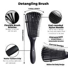 6pcs Hair Styling Combs Set, Includes Wide-Tooth Comb, 9 Row Brush, Massage Comb, Teasing Hair Brush, Rat Tail Comb, Edge Brush For Edge & Back Hair, Parting Teasing And Styling Comb, Curly Hair Salon Comb Detangling Hair Comb For All Hair Types - Black - View 3