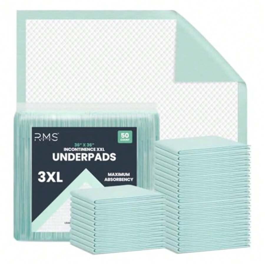 Disposable Underpads 36" x 36" 50 Count Super Absorbent Hospital Grade Incontinence Bed Pads Leak Proof Quilted Chux Pads for Adults Seniors and Pets - Paquete de 50 unidades de 36x36 pulgadas de alta resistencia. - Ver 1