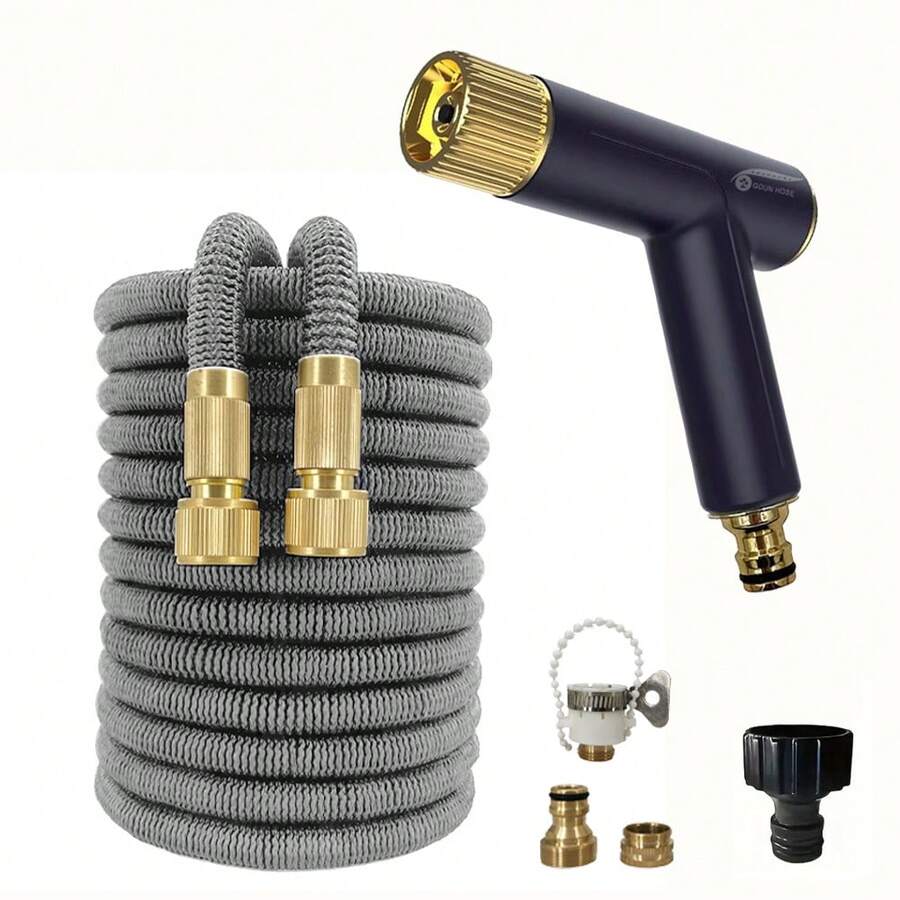 GOUN HOSE Ống nước đa năng có thể kéo dài, dùng để rửa xe áp lực cao, có chức năng phun nước, súng phun nước tưới cây nhà cửa, dài từ 25-150ft. - A - Xem 1