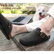 KEMISANT Men Clogs-Comfortable Suede Mules Slippers Sandals Nurse Potato Shoes Unisex-Cushioned Cork-Footbed - Đen4644 - Xem 6