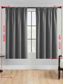 1pc Solid Color Polyester Curtains, Modern And Simple, Darkening And Light Blocking, For Bedroom, Living Room And Balcony, Sunscreen, Heat Insulation, Uv Protection, Suitable For Rod - Dark Grey - View 32
