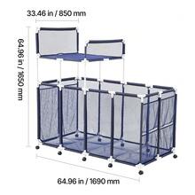 Pool Storage Bin, 64.96 X 33.46 X 64.96 In, Rolling Pool Float Storage Organizer With Side Pockets & Noodles Holder Rack, Durable Plastic Frame, Poolside Toys Mesh Basket For Swimming Pools - Plastic Stand 65*33*65 Inches - View 10
