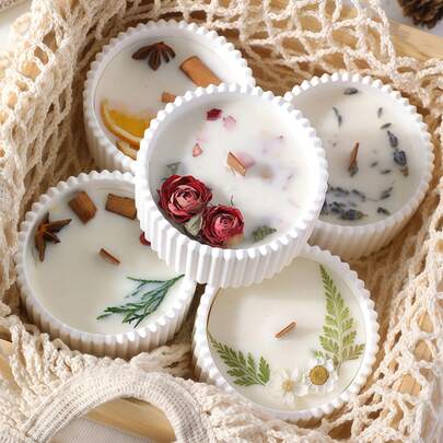 1个石膏杯干花香薰蜡烛，天然植物精油香氛，家居桌面装饰，礼品，装饰蜡烛摆件，无烟大豆蜡烛，香薰蜡烛套装，适用于家居装饰、客厅装饰、家居桌面装饰、礼品、派对、节日礼物、生日装饰、生日礼物、拍照道具、女士礼物、婚礼装饰、结婚礼物，营造浪漫氛围。