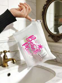 大容量信件和棕榈树图案沙滩化妆包 - 彩色 - 查看 2