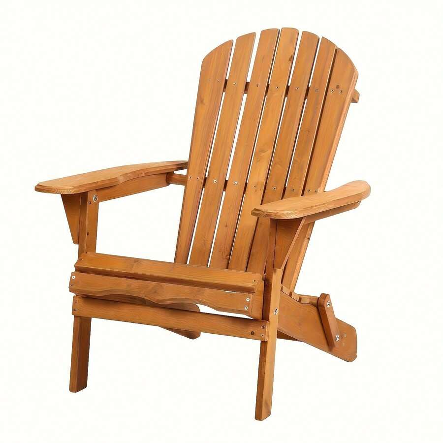 Foldable Lawn Chair, Chair For Outdoor Patio Garden, Wooden Adirondack Chair-Natural - Tự nhiên - Xem 1