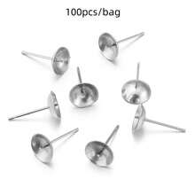 20/100个/包 3-10毫米不锈钢珍珠耳钉，珍珠耳钉背托，低过敏性耳针，适用于DIY珠宝制作 - 珍珠耳針 - 查看 14