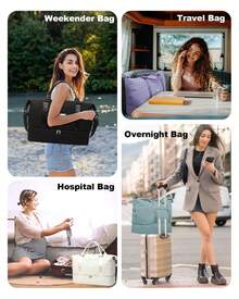 Bolsa de viaje, bolsa de viaje de fin de semana para mujer (con compartimento para zapatos), bolsa de mano para pasar la noche (con neceser), bolsa de gimnasio (con bolsa impermeable), bolsa de maternidad - Morado - Ver 6