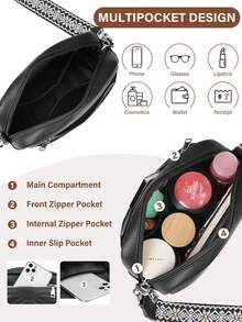 Crossbody Small Bag, Can Be Converted Into A Single-Shoulder Bag, Quilted V-Pattern Crossbody Wallet, Small Waterproof Single-Shoulder Handbag With Adjustable Shoulder Strap, Black - Multicolor - View 4