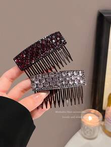2个水晶发梳发夹，美发造型工具，优雅发饰 - 彩色 - 查看 4