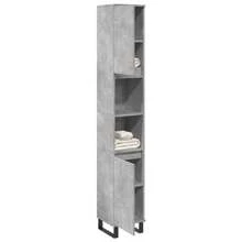 vidaXL Mobiletto da bagno con ripiano, grigio cemento, 30 x 30 x 190 cm, mobiletto da bagno moderno, mobiletto rettangolare, ampio specchio, elegante mensola a muro, pratico organizer - Polvere di cemento - Visualizzare 7