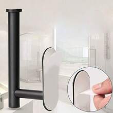 1pc Self-Adhesive Wall-Mounted Black Paper Towel Holder, Easy To Install, Suitable For Kitchen, Bathroom, Cabinet, Sink, Balcony, Also Used For Storing Plastic Wrap/Paper Towels. European Style Bathroom Towel Rack, Simple Storage Rack, Bathroom Towel Rack, Multi-Functional Bathroom Storage Rack - Multicolor - View 4
