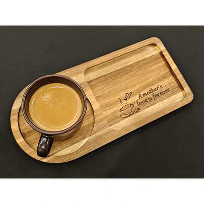 Khay trà và bánh quy khắc tên theo yêu cầu, quà tặng Giáng sinh, khay cà phê và đồ ăn nhẹ, khay khắc chữ, quà tặng cho người yêu trà và cà phê, khay phục vụ bằng gỗ.