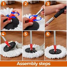 Auction Stainless Steel Rotating  Set, Including 3replacement  Heads And An Extendable Handle, Forconvenient Cleaning, Featuring A Rotating Design. Black Andred Two-Tone  Bucket Set. Commercial  Rotatable  And Bucket Set Industrial Mop Hot Washable Floor - A - View 9