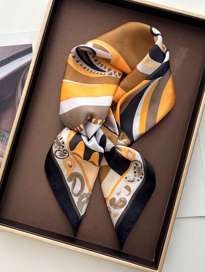 1 chiếc khăn bandana giả lụa in họa tiết Paisley, khăn quàng cổ đa năng dành cho nam, khăn trùm đầu, vật trang trí.