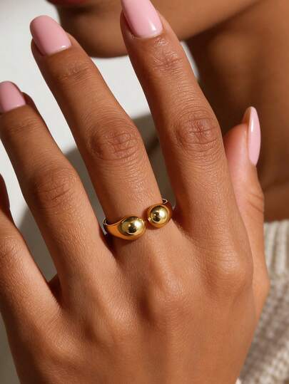 Charm-In Pierścionek z otwartym mankietem w kształcie łezki | Miedź platerowana 18-karatowym złotem | Delikatny, masywny pierścionek z wyrazistym wzorem dla kobiet | Idealny do noszenia na co dzień, na imprezę i do noszenia na co dzień