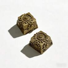 1个3D树脂个性化不规则仿金属齿轮键帽，适用于DIY键盘、十字轴键盘、键帽、单个礼品键帽、定制键帽 - 查看 3