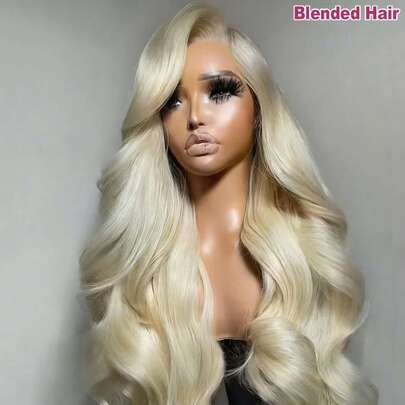34 Inch 200% Density Body Wave 13x4 Lace Front Wigs With Natural Hairline - Brazilian Virgin Pre Ironing Pre Pulling Pre Cutting Body Wave Loose Wave Transparent HD Lace Frontal Wigs Glueless - #613 Blonde Color Wear And Go Pre Bleached Pre Plucked Body Wave Lace Closure Wigs Frontal Glueless Wigs - No Glue No Skills Real Hair Middle Part Wigs - Blended Frontal Human Hair Wigs Glueless Weaves Wigs For Women Blended Hair Daily Use