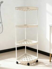 1pc Modern Minimalist 3/4/5 Tier Corner Shelf, Foldable Self-Standing Space-Saving Storage Rack, Easy Assembly, Waterproof Thickened PP Plastic Multi-Function Storage Basket, Solid Color Matte No Pattern Home Decor Storage Rack, All-Season Open-Shelf Multi-Layer Storage Rack With Anti-Slip - Multicolor - View 3