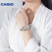 Đồng hồ Casio nữ mặt vuông, dây đeo thép không gỉ màu bạc, thiết kế hình học hiện đại, mặt số trắng, máy quartz analog, món quà thời trang dành cho phái nữ LTP-V007D-7B - Một cỡ - Xem 3