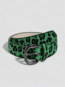 1pc Women's In-Stock Suede Leopard Print Minimalist Buckle Belt, Versatile For Jeans And Apparel - Leopard Print Belt - View 12